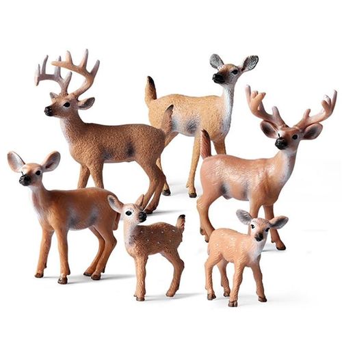 Poupée De Simulation D'Élan De Noël, 6 Pièces, Jouets Animaux De La Forêt, Artisanat De Décoration De Noël, Cerf, Cadeaux Pour Enfants