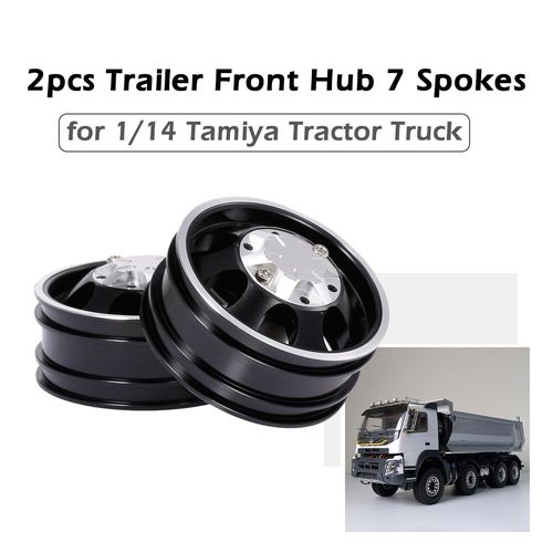Remorque En Alliage D'Aluminium, 2 Pièces, Jante De Moyeu Avant Et Arrière À 7 Rayons Pour Camion Tracteur Tamiya 1/14