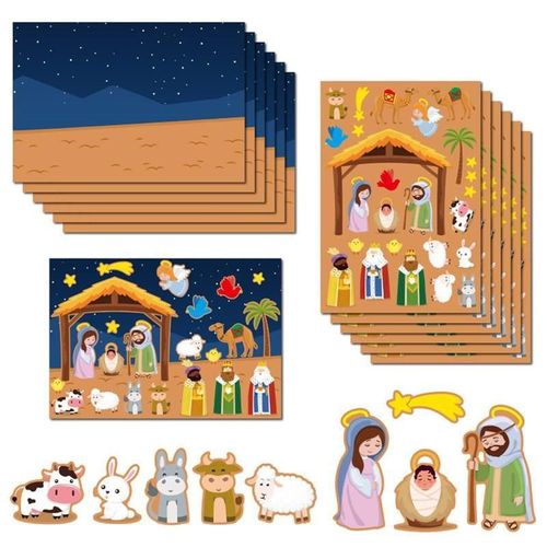 Autocollants De Scène De Nativité De Noël Pour Enfants, Autocollants De Décoration De Mangeur Chrétien, Jouet Puzzle Pour Enfants Y1v0, Nouvelle Collection