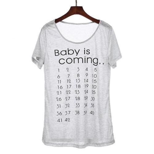 T-Shirt De Maternité Avec Calendrier Bébé Qui Arrive, Hauts, Lettres Imprimées, Pour Femme Enceinte, Avec Compte À Rebours