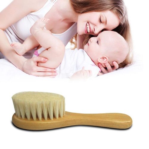 Brosse De Soin, En Bois Et Laine, Pour Bébé, Nouvel Accessoire De Coiffure Naturel, Peigne, Pour Nouveaux Nés, Massage De La Tête