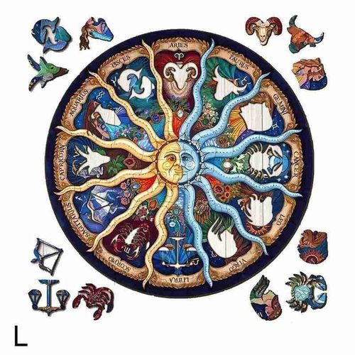 Puzzle En Bois Pour Adultes Et Enfants, Bricolage, Chaque Pièce Est En Forme De Zodiaque, Le Meilleur Cadeau De Noël, Puzz R3n1