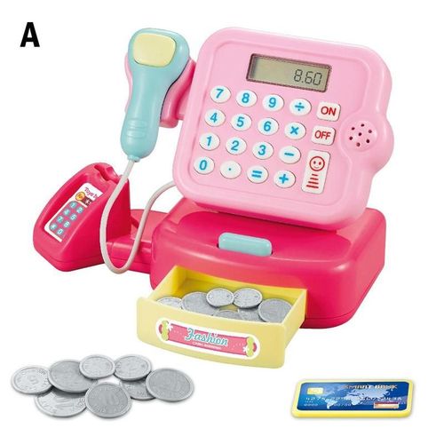 Mini Caisse Enregistreuse De Supermarché Pliable Rose, Jouet Avec Cadeaux Pour Enfants, Son Montessori, Maison Lumineuse Pla R2j9