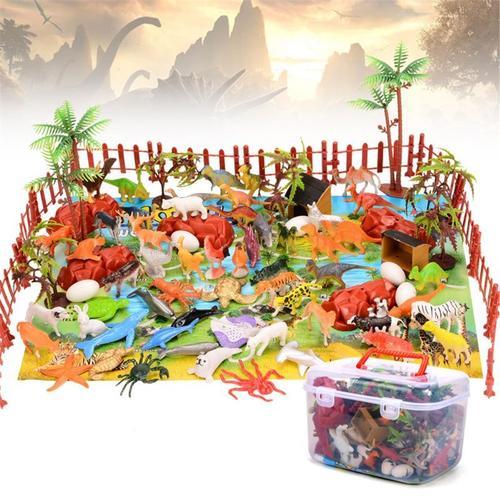 Tapis De Jeu De Figurine De Dinosaure 90 Pièces, Tapis D'Activité Et Arbres, Ensemble De Jeu De Dinosaure Réaliste, Tapis De Jeu Pour Bébé