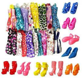 5 pièces Robe de Soirée Barbie et 10 Paires Différentes Chaussures à Talons Hauts Bottes Sandale Multicolore Outfit Accessoires pour Poupée Cadeau danniversaire 