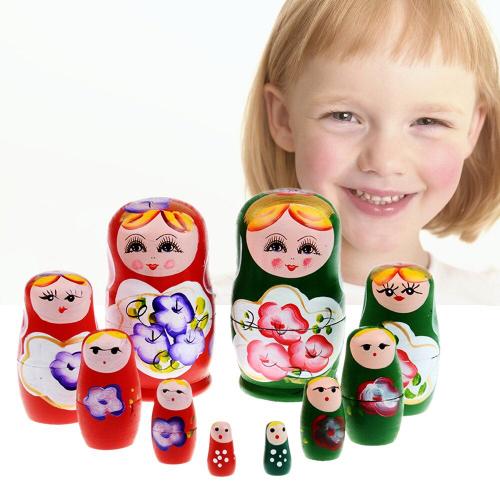 Ensemble De Poupées En Bois Pour Enfants, 5 Pièces/Ensemble, Perche Russe, Babyushka, Matryoshka, Violet, Peinture À La Main, Jouets, Cadeaux