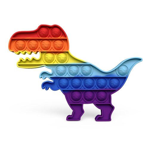 Jouet Lumineux De Dinosaure En Silicone, Bulle De Poussée, Jouet Sensoriel Anti-Stress Arc-En-Ciel