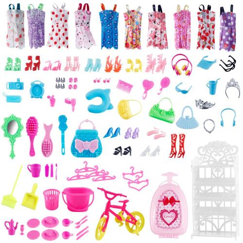 Accessoires De Poupée Pour Barbie, 94 Pièces, Vêtements De Poupée, Mini Chaussures, Sac À Main, Vélo, Ensemble Maison De Jeu, Mode Princesse, Accessoires Pour Enfants