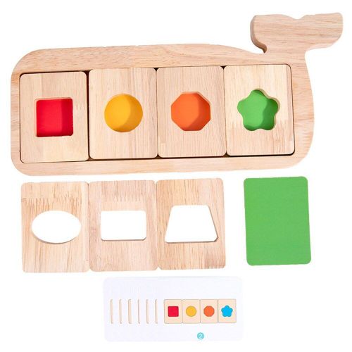 Jouet Montessori En Bois Pour Bébé, Forme De Cognition De Couleur Baleine, Jouet De Puzzle De Géométrie, Jouet Sensoriel, Jouets Éducatifs Précoces Pour Enfant