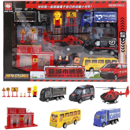 Voitures Jouets Pour Garçons De 3 Ans, 13 Pièces, À Friction, Camions, Avions, Panneaux De Circulation Routière, Ensemble De Véhicules Jouets Pour 3 4 5 6