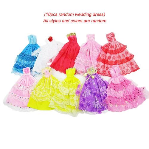 Robes De Mariée De Poupée Faites À La Main 10 Pièces, Couleur Aléatoire, Bricolage, Maison De Poupée, Jouet Barbie, Accessoires Pour Enfants, Cadeau D'Anniversaire
