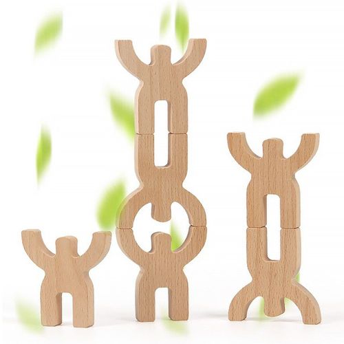 Puzzle En Bois Pour Enfants, Jouets Multi-Processus, Polissage, Équilibre Sans Peinture, Blocs Empilables Pour Le Développement Des Capacités Et Du Raisonnement, Maison