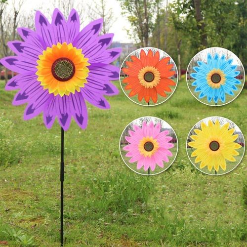 Grand Moulin À Vent En Tournesol Double Couche Y4ud, Jouets Pour Enfants, Décoration De Jardin