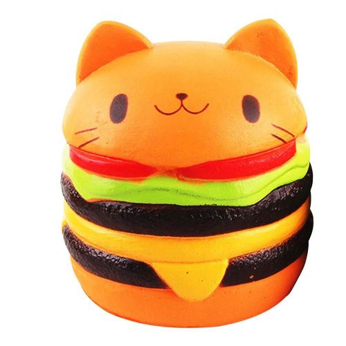 Hamburger En Forme De Tête De Chat, Jouet Anti-Compression, Balle Anti-Stress, Cadeau Amusant