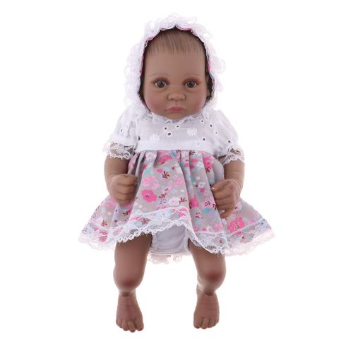 Poupée Pour Petite Fille, En Silicone, 11 Pouces, Style Réel, Afro-Américaine, Avec Robe Florale Et Chapeau, Cadeau De Noël