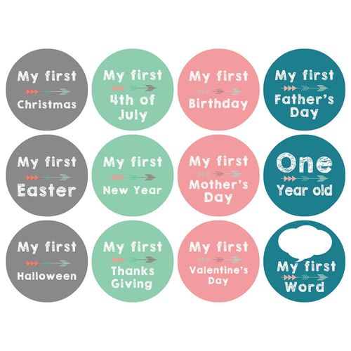 Cartes De Jalons Pour Bébé, 12 Pièces, Commémoratif, Pour La Croissance, Marque Commémorative, Pour Nouveau-Né, Autocollants Mensuels