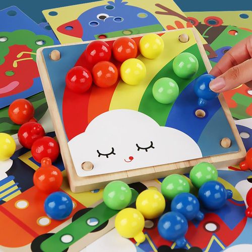 Panneau De Mosaïque À Clous En Forme De Champignon En Bois, Jouets Éducatifs Créatifs, Puzzle De Boutons, Art Pour Bébé De Plus De 3 Ans
