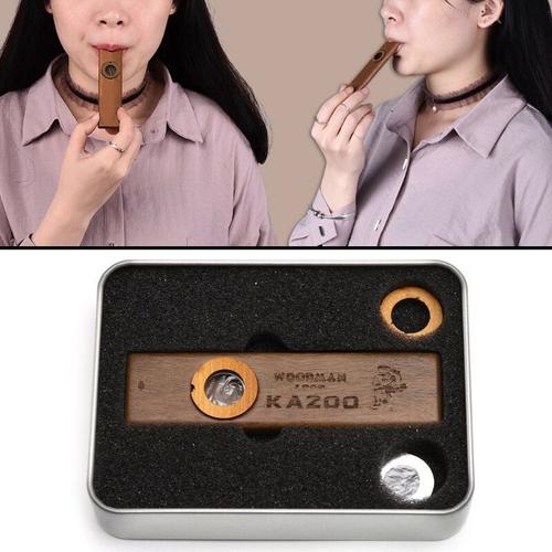 Kazoo Harmonica En Bois, Instrument De Musique Avec Boîte Rembourrée En Métal, Cadeau De Fête Pour Enfants Y4ud