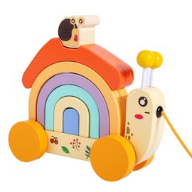 Tracteur D'Escargot En Bois, Jouets Empilables Éducatifs, Maison Arc-En-Ciel, Solides Et Durables, Adaptés Au Développement De L'Imagination Des Enfants
