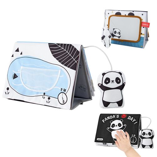 Livre En Tissu Éducatif Pour Bébé, Calendrier De Bureau, Jouet Pour Le Ventre, Design De Panda, Entraînement Tête Haute, Éclairage Multicolore