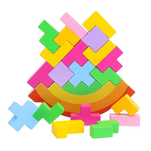 Puzzle En Bois Pour Bébé, Tangram, Casse-Tête, Arc-En-Ciel, Équilibre, Tetris, Jeu Intellectuel, Jouets Éducatifs, Cadeau Pour Enfant