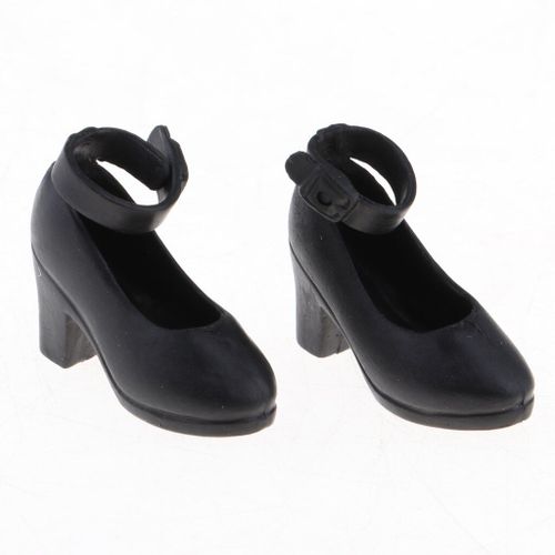 Accessoires Pour Poupées Blythe/Licca/Momoko, Chaussures Noires Avec Ceinture À La Cheville, 1/6