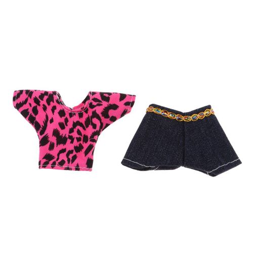 Haut Et Short Léopard À Manches Courtes, 2 Pièces, Pour Poupée De 12 Pouces, Accessoire Cadeau Pour Fille