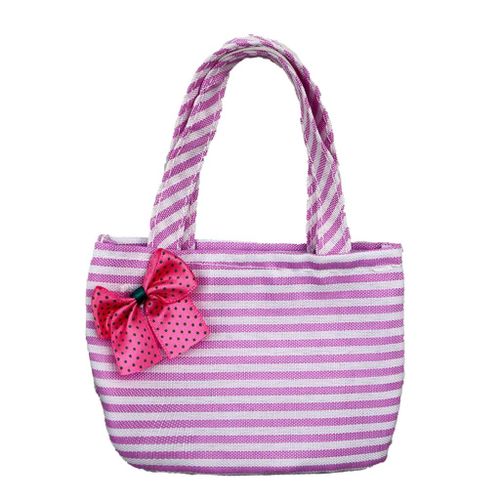 Sac À Main Rayé Rose Avec N¿Ud Papillon Rouge Pour Poupée Américaine De 18 Pouces, À La Mode