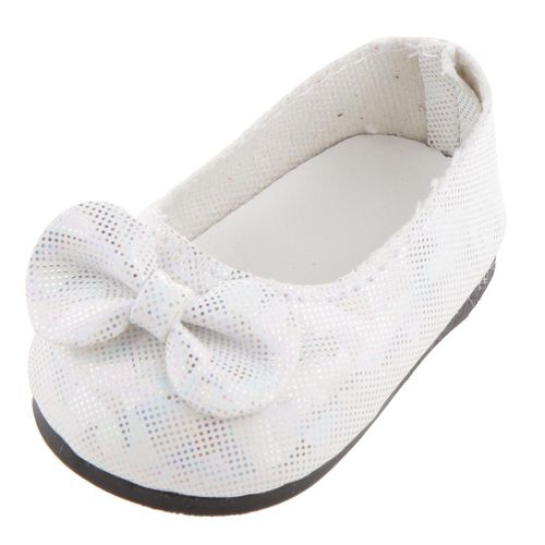 Belles Chaussures Plates À N¿Ud Papillon Blanches Pour Vêtements De Poupées Américaines