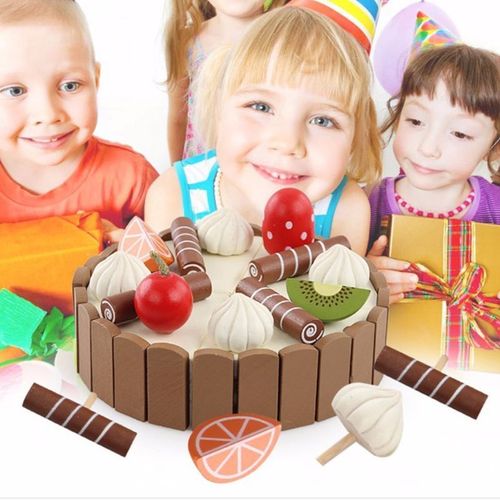 Aimant De Gâteau D'Anniversaire Pour Enfants, Jouets En Bois, Cuisine, Jeu De Fruits, Jeu De Fruits, Ensemble De Coupe De Cuisine Précoce, Cadeau Éducatif Y4ud