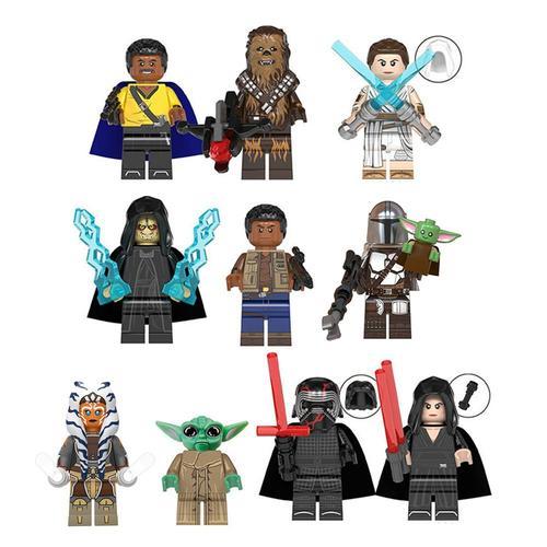 10pcs /Set Star Wars Building Blocks Bricks Figures Rey Lando Baby Yoda Drak Rey Mandalorian Toy 4.5 Cm