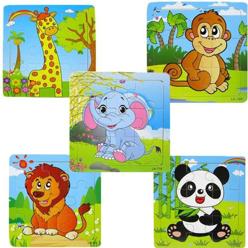 Puzzle Animaux En Bois Pour Enfants De 2 À 4 Ans, 5 Pièces, Jouet Éducatif, Éléphant, Girafe, Singe, Lion, Panda, Ensemble De 9 Pièces, Jouet Pour Autisme