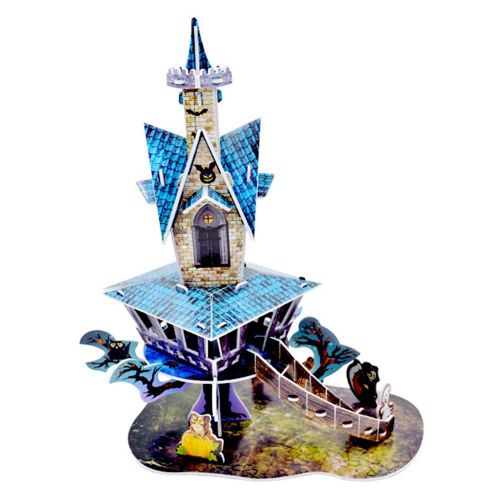 Ensemble De Puzzle D'Halloween 3d Fait À La Main, Jouets Éducatifs Précoces Pour Enfants, Château D'Halloween, Décoration De Librairie D'Halloween