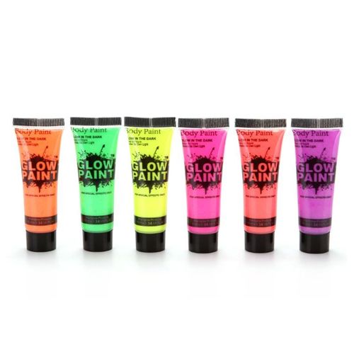 6 Tubes De Peinture Fluorescente Et Lavable Pour Le Visage Et Le Corps