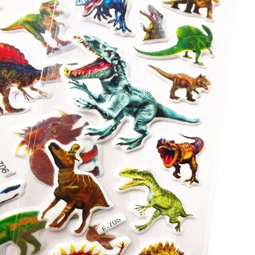 Autocollant Bouffant De Dinosaure Y4ud, Étiquette Auto-Adhésive, Réutilisable, Éducation Écologique, Papeterie De Décoration Pour Chambre D'Enfant, 20 Feuilles
