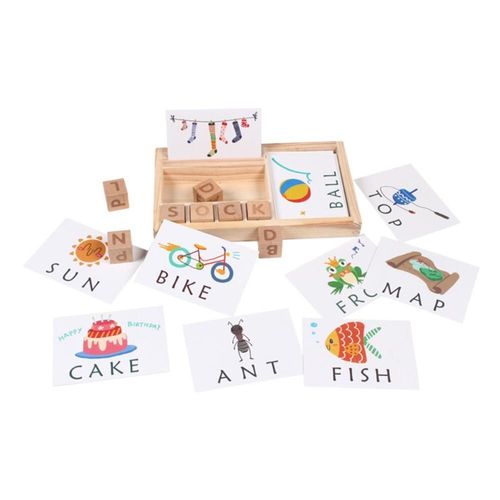 Jouet En Bois Pour Bébé, Jeu D'Orthographe, Mots Anglais, Blocs De Construction, Lettres, Cadeau Pour Enfants