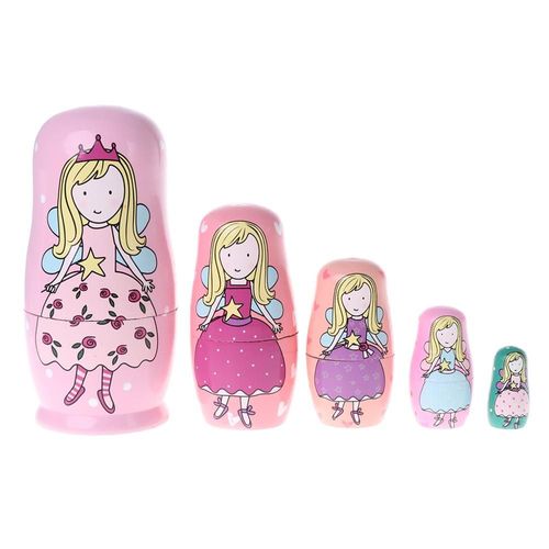 Poupées Princesse Ange Russe, 5 Pièces, Emboîtables En Bois Matrioshka, Jouet Cadeau Pour Enfants