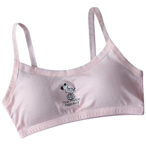 Soutien-Gorge D'Entraînement À Bretelles Spaghetti Pour Fille, Sous-Vêtement Mignon De Dessin Animé Zèbre Planète Animal Imprimé Bralette Fil Côtelé Gilet Sans Fil