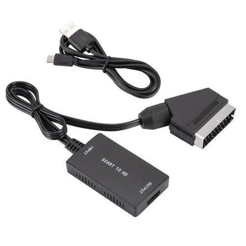 Convertisseur SCART vers hdmi, 1 pièce, commutateur HD 1080P/720P avec câble USB, convertisseur Audio et vidéo pour boîtes supérieures DVD