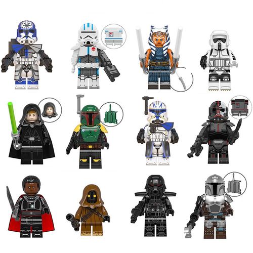 12 Pièces/Ensemble Figurines Star Wars Ahsoka Mandalorian Moff Gideon Boba Fett Blocs De Construction Briques Figurines Jouet 4.5 Cm