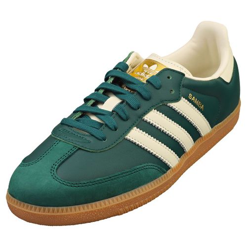 Chaussures Adidas Samba Og Baskets De Cuir Blanc Et Vert