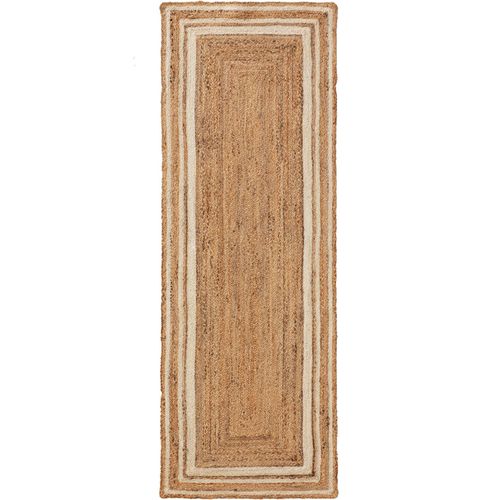 Tapis Poil Ras De Jute Jutta Blanc 70x200 Cm - Tapis Poil Court Design Moderne Pour Salon