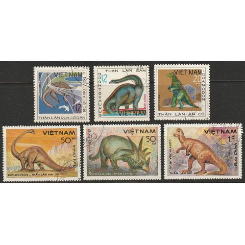 Lot De 5 Timbres Vietnam Sur Les Dinosaures, Oblitérés