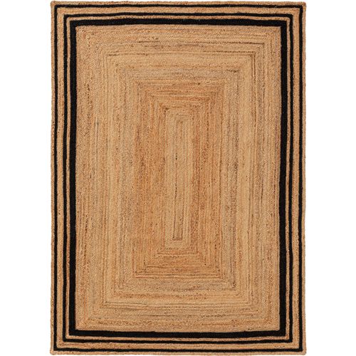 Tapis Poil Ras De Jute Jutta Noir 60x100 Cm - Tapis Poil Court Design Moderne Pour Salon