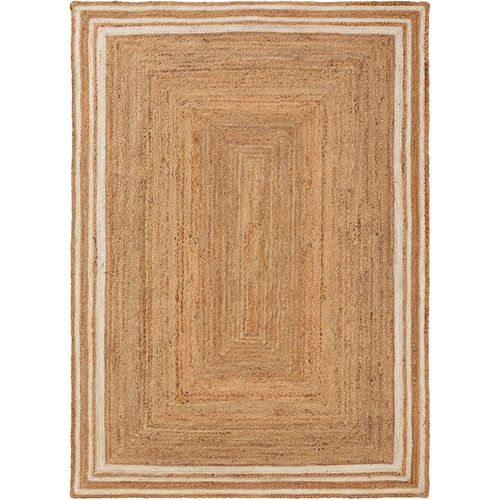 Tapis Poil Ras De Jute Jutta Blanc 160x230 Cm - Tapis Poil Court Design Moderne Pour Salon