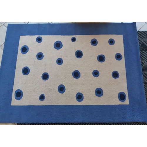 Tapis 168.5 X 230.5 Cm Beige À Ronds Bleus Et Bordure Bleue Ikéa