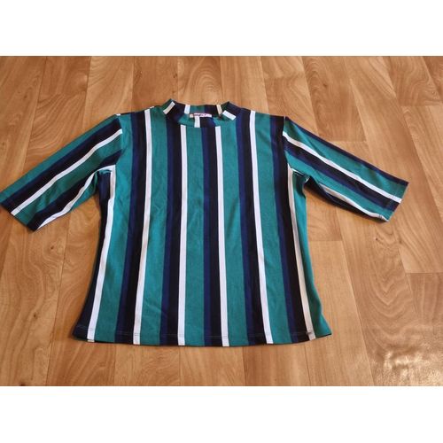 Haut Femme Ou Fille À Rayure Vertical Vert,Bleu,Blanc Et Noir Jennyfer Taille 36 S