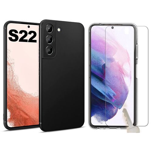 Coque Silicone Noir + Verre Trempe Pour Samsung Galaxy S22 Plus 5g Little Boutik®