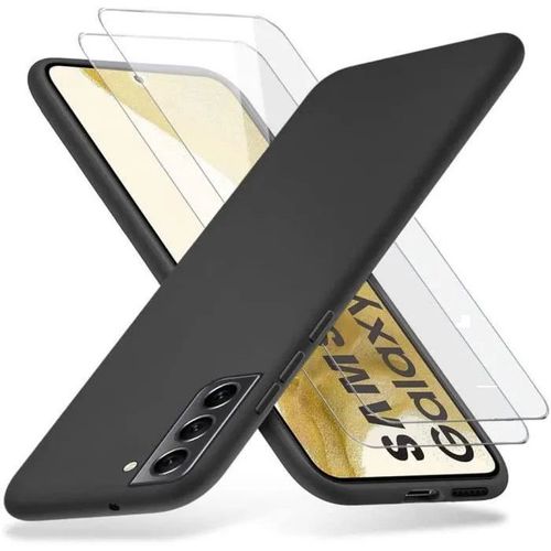 Coque Silicone Noir + 2 Verres Trempes Pour Samsung Galaxy S22 Plus 5g Little Boutik®