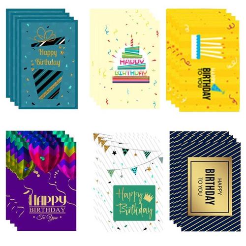 Assortiment De Cartes De Joyeux Anniversaire, 24 Pièces, Cartes Postales De V¿Ux, Invitations Avec Enveloppes, Design Intérieur Vierge, Joli Cadeau À Faire Soi-Même